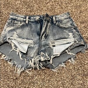 Distressed Denim Shorts